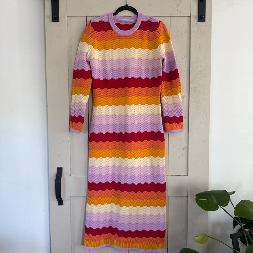Striped Wave Knit Midi Dress in Multicolor - Picture 3 of 5